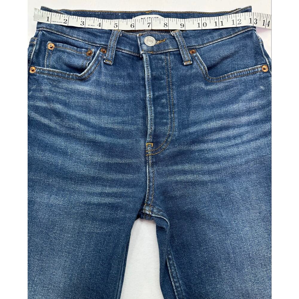 RE/DONE 90s High Rise Ankle Crop Jeans Medium Wash Interior Pocket Size 25 - Picture 7 of 13